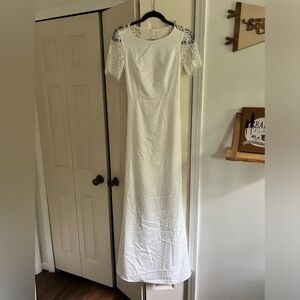 Lulus white silk maxi dress with open back. Size small
